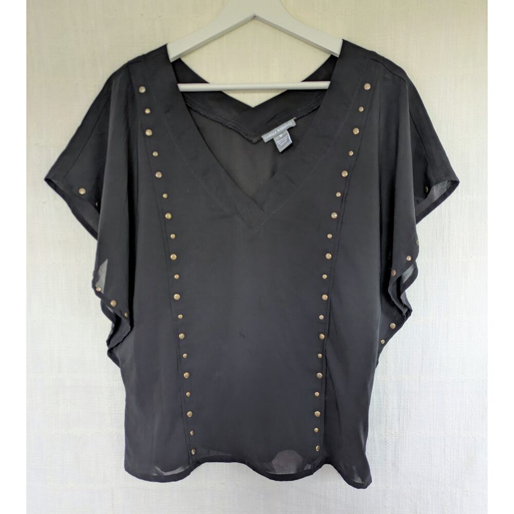 Bohogoth Flowy & Edgy Going Out Top, Bronze Tone Celestial Studs, Moody 90s Vibe
